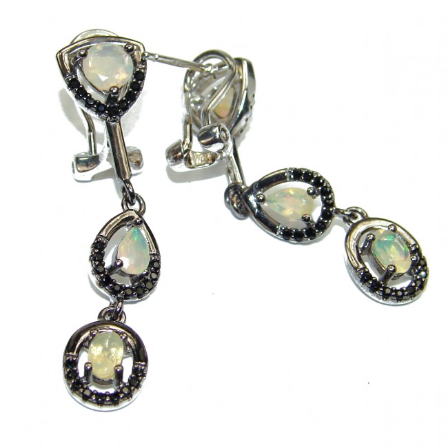 Vintage Style Authentic Ethiopian Fire Opal Spinel .925 Sterling Silver handcrafted earrings
