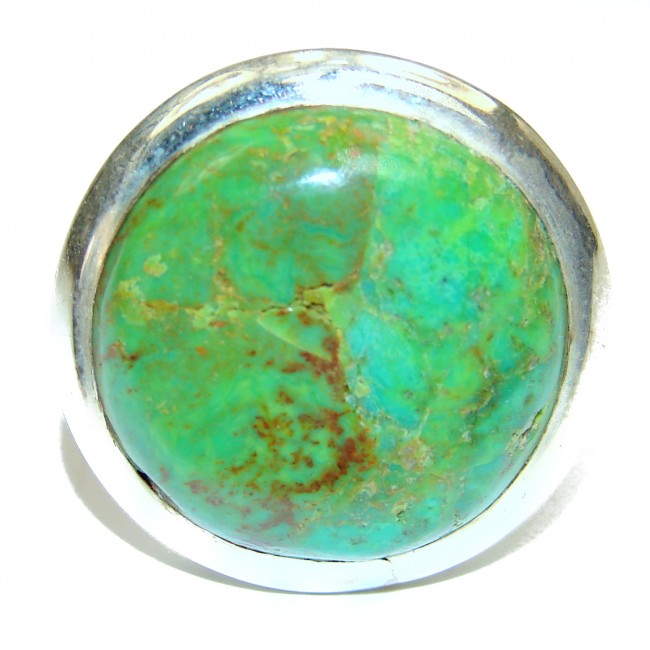 Green Turquoise .925 Sterling Silver handcrafted ring; s. 9