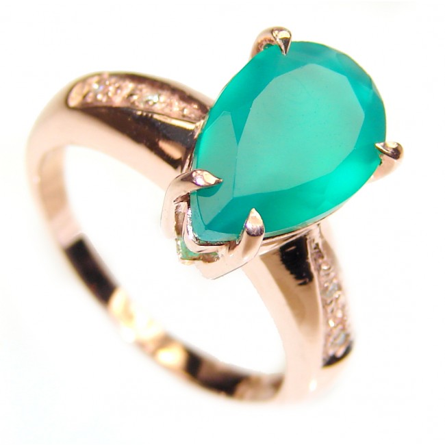 Colombian 7.8 carat Emerald rose gold over .925 Sterling Silver handcrafted Statement Ring size 6 3/4