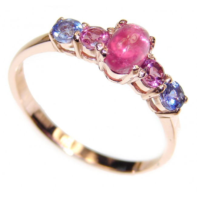 Genuine Ruby Tanzanite 14K Gold over .925 Sterling Silver handcrafted Ring size 7 1/2