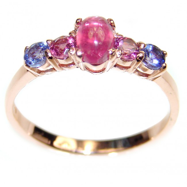 Genuine Ruby Tanzanite 14K Gold over .925 Sterling Silver handcrafted Ring size 7 1/2
