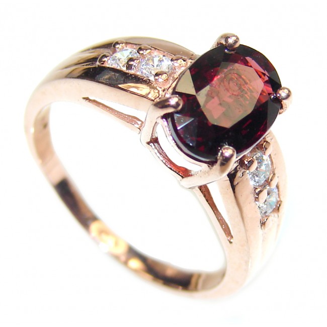 Authentic Garnet rose gold over .925 Sterling Silver handmade Ring s. 8 1/2