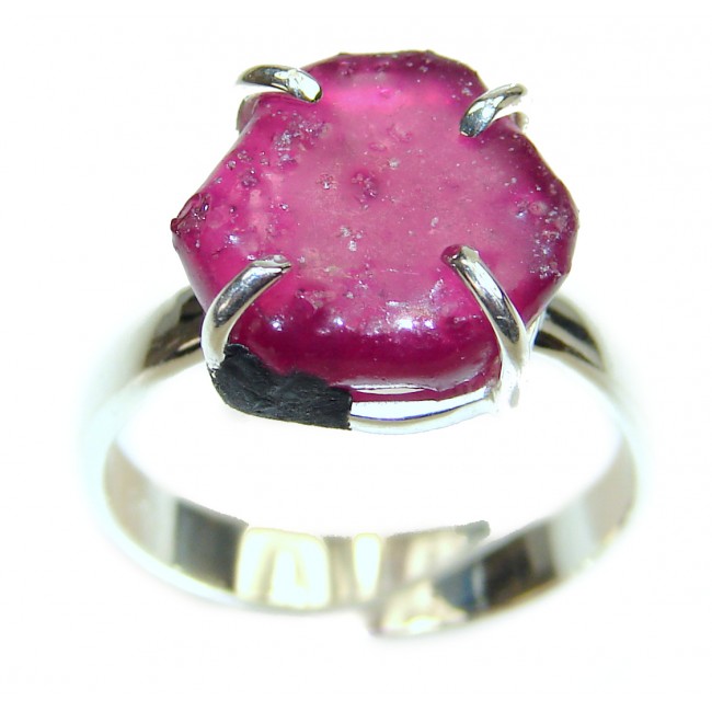 Vintage Style Rough Tourmaline .925 Sterling Silver handmade Cocktail Ring s. 7 adjustable