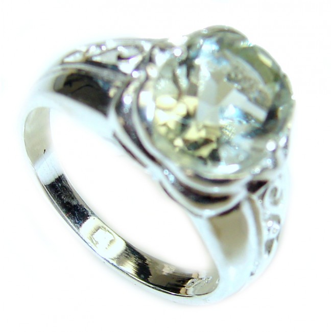 Ravishing 6.5 carat Green Amethyst .925 Sterling Silver handcrafted Statement Ring size 6 1/4