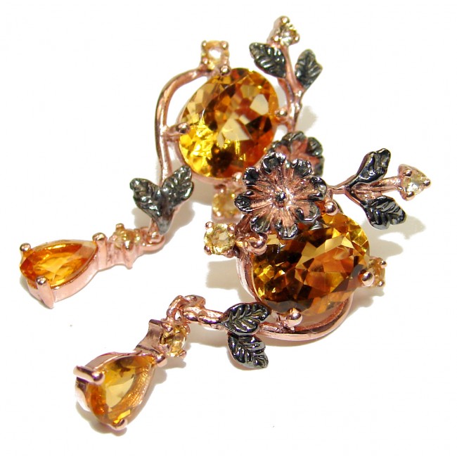 Spectacular quality Authentic Citrine 18K Gold over .925 Sterling Silver handmade earrings