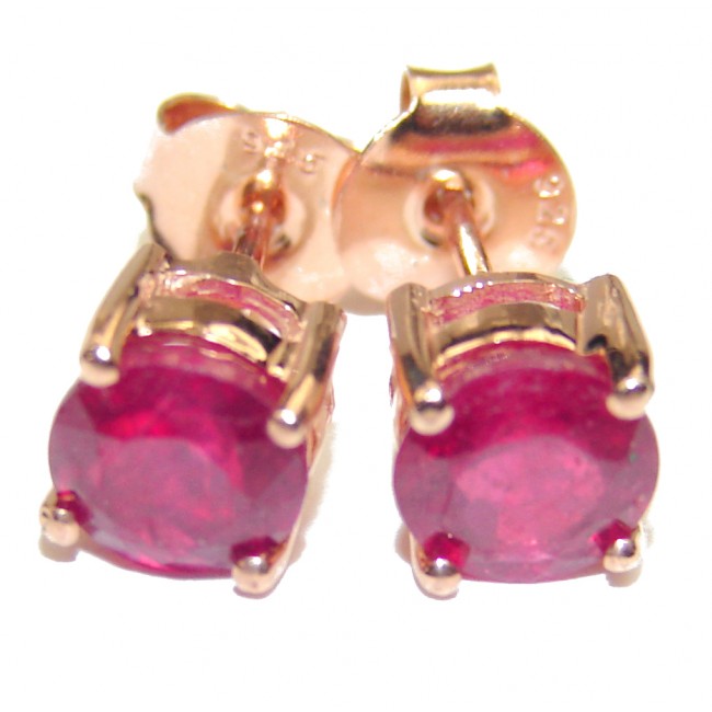 6mm 1.1ctw Ruby Round Stud Earrings 14Kt Yellow Gold over .925 Silver