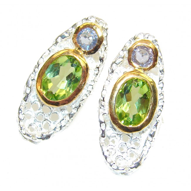 Spectacular Authentic Peridot rose gold over .925 Sterling Silver handmade earrings