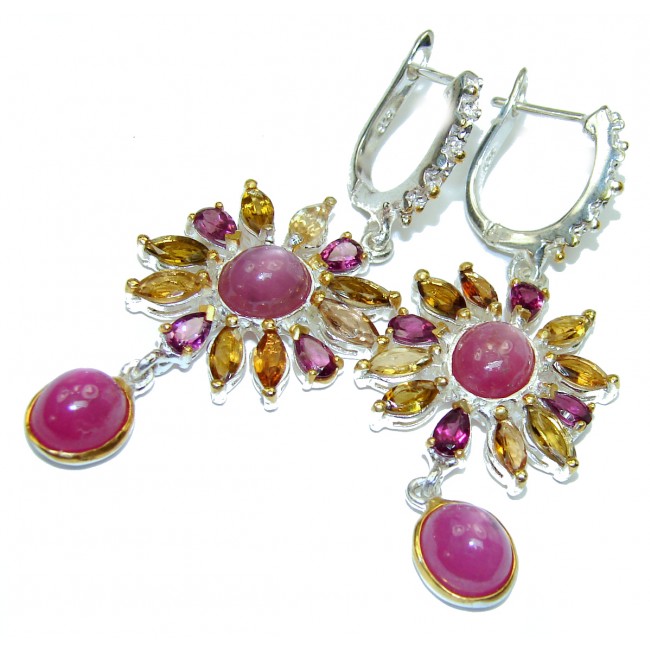 Authentic Star Ruby .925 Sterling Silver handmade earrings