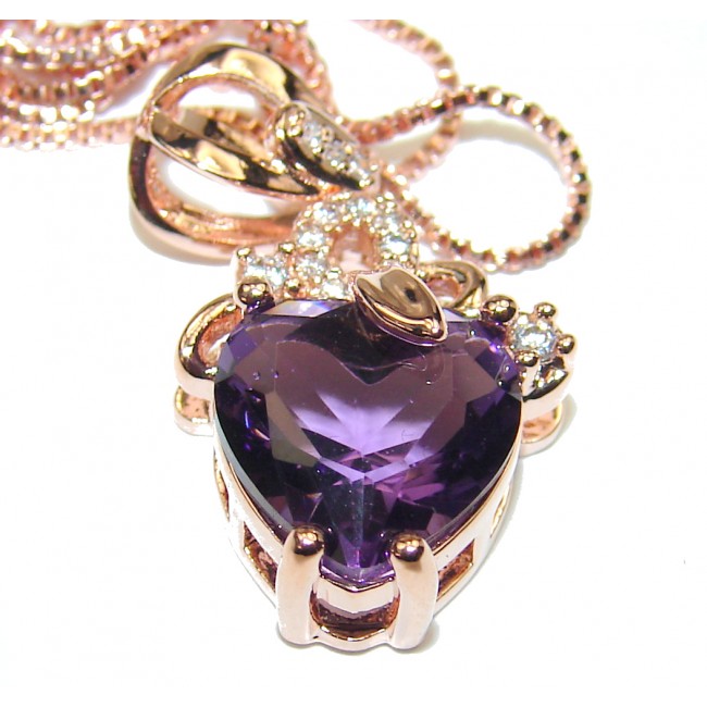 Great African Amethyst 14K Rose Gold over .925 Sterling Silver handmade Necklace