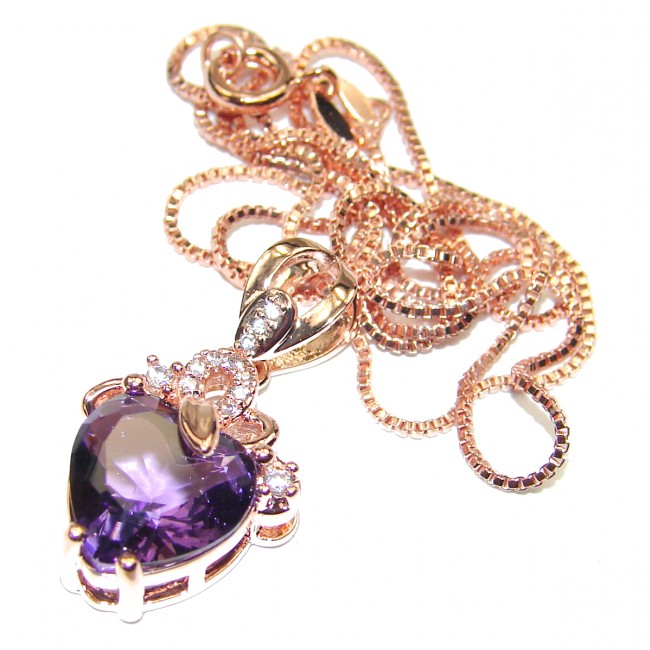 Great African Amethyst 14K Rose Gold over .925 Sterling Silver handmade Necklace