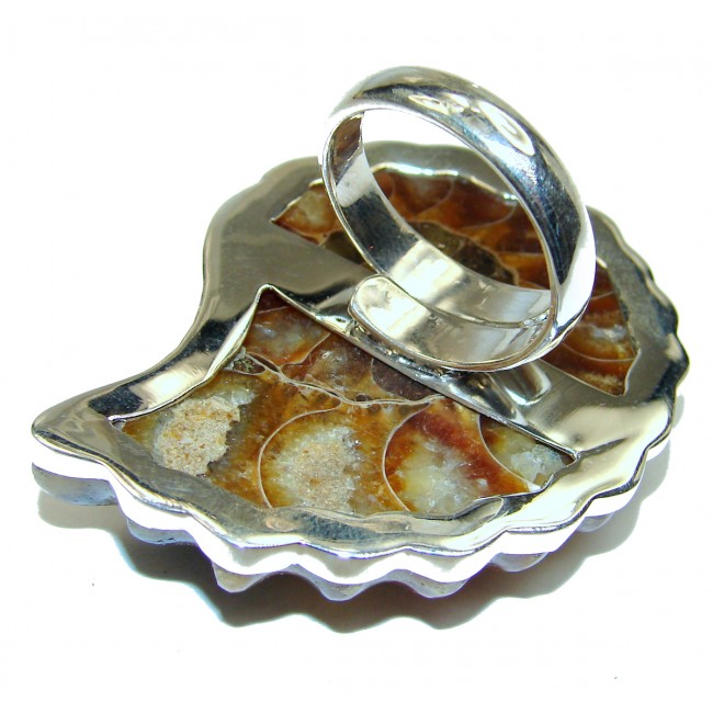 LARGE Pacifica Ocean Shell Sterling Silver Ring s. 8 adjustable