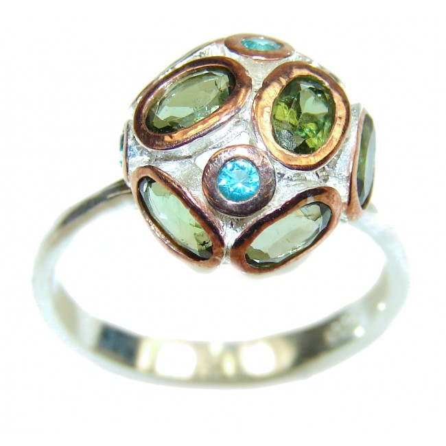 Posh Peridot 14K Rose Gold over .925 Sterling Silver handcrafted ring size 7