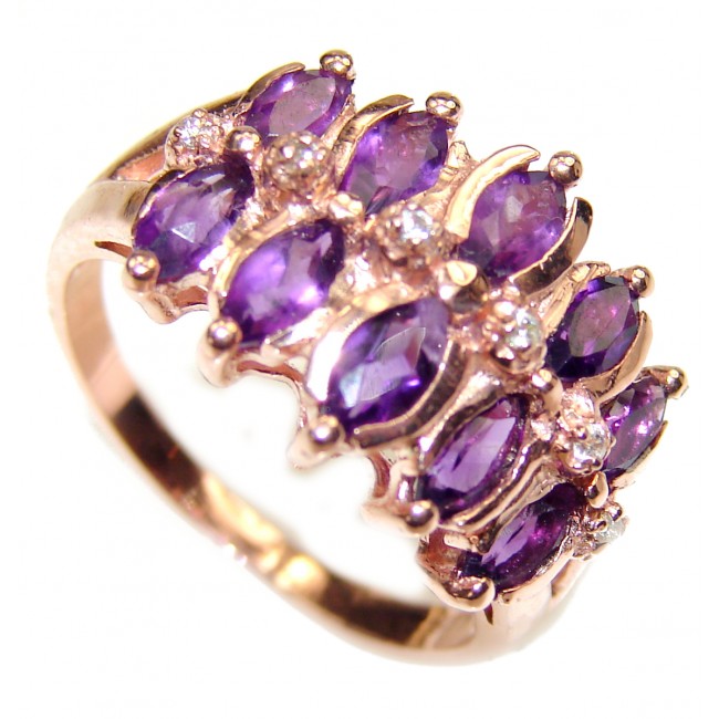 Amethyst rose gold over .925 Sterling Silver handcrafted Statement Ring size 7
