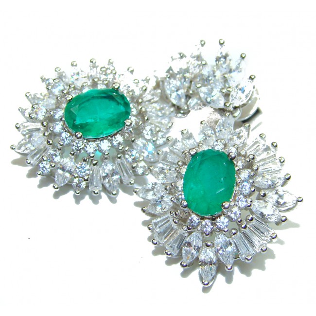 Incredible Authentic Emerald .925 Sterling Silver handmade earrings