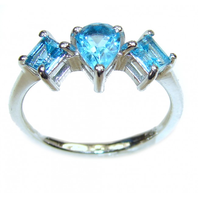 Poseidon Swiss Blue Topaz .925 Sterling Silver handmade Ring size 8 1/4