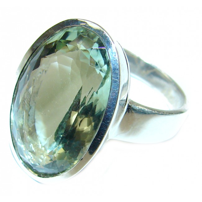 Authentic green Amethyst .925 Sterling Silver handmade Ring size 8 1/4