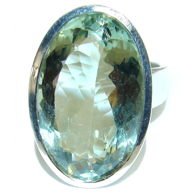 Authentic green Amethyst .925 Sterling Silver handmade Ring size 8 1/4