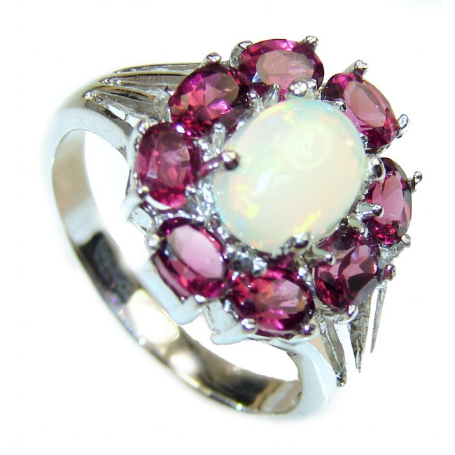 Precious Authentic Ethiopian Fire Opal .925 Sterling Silver brilliantly handcrafted ring s. 6