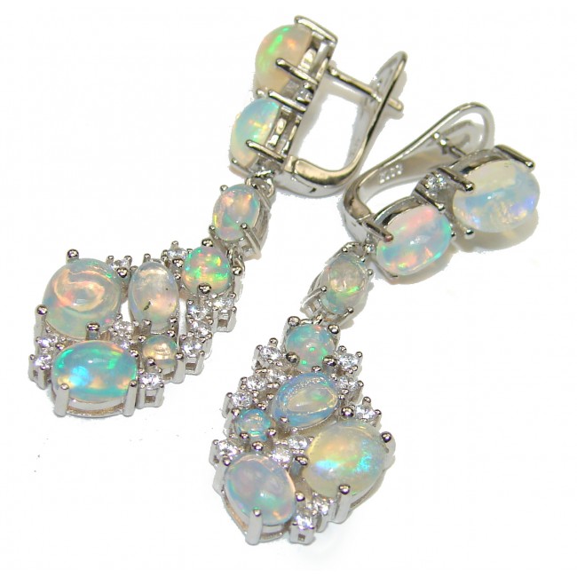 Vintage Style Authentic Ethiopian Fire Opal .925 Sterling Silver handcrafted earrings