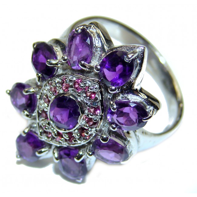 Spectacular Amethyst .925 Sterling Silver handcrafted Statement Ring size 7