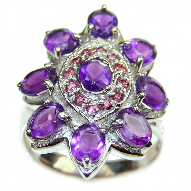 Spectacular Amethyst .925 Sterling Silver handcrafted Statement Ring size 7