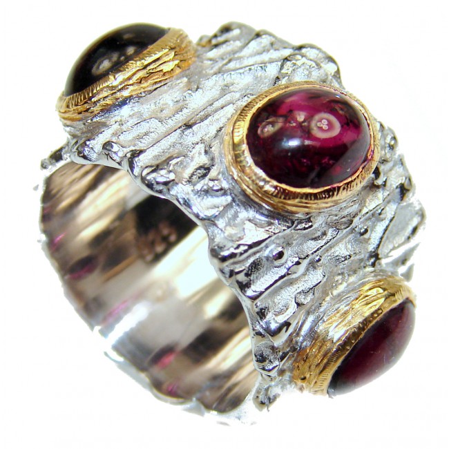 Vintage Design Authentic Garnet .925 Sterling Silver brilliantly handcrafted ring s. 7