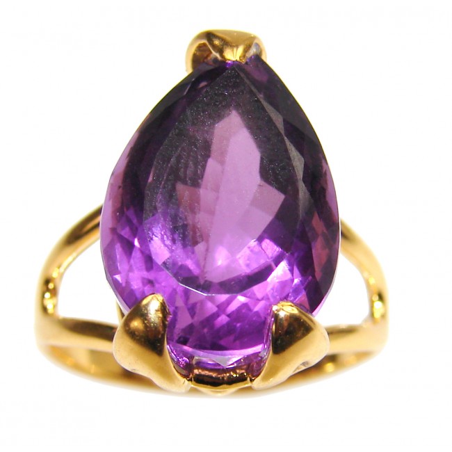 Powerful Authentic 45ctw Amethyst 18K Gold over .925 Sterling Silver brilliantly handcrafted ring s. 9 1/2
