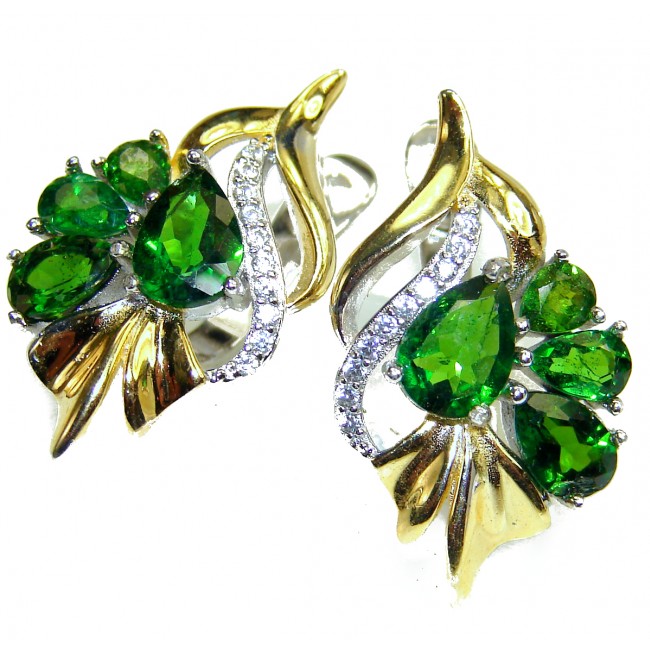Fabulous Chrome Diopside 18K gold over .925 Sterling Silver handcrafted earrings