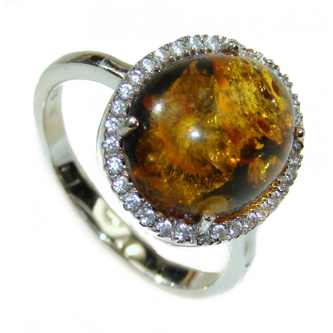 Genuine Baltic Amber .925 Sterling Silver handmade Ring size 5 3/4