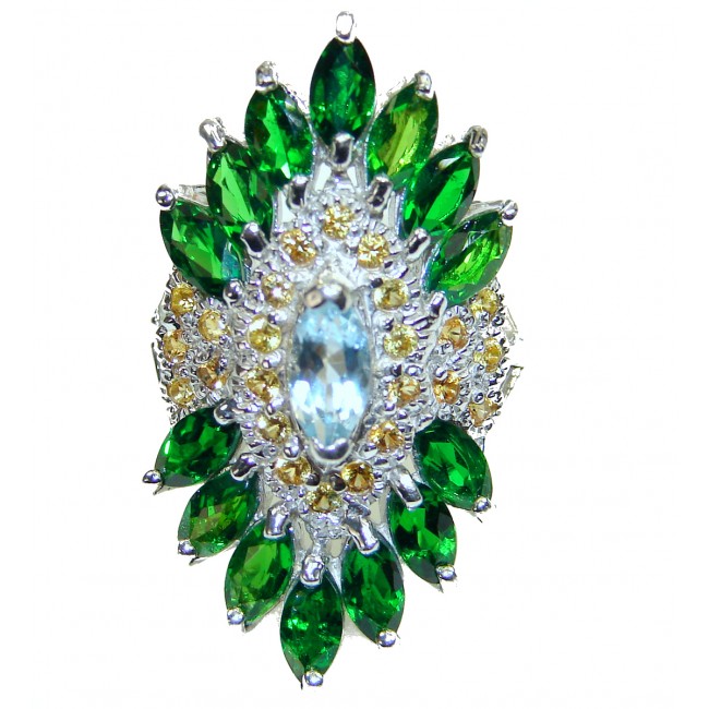 Spectacular Natural Chrome Diopside .925 Sterling Silver handmade Statement ring s. 8 1/4