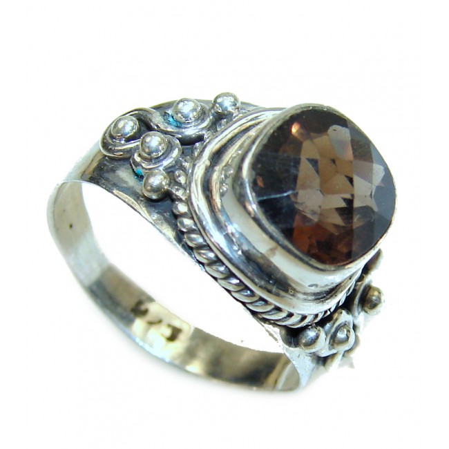 Authentic Smoky Topaz .925 Sterling Silver handcrafted ring s. 7
