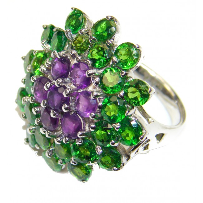 Genuine Chrome Diopside .925 Sterling Silver handcrafted Statement Ring size 9