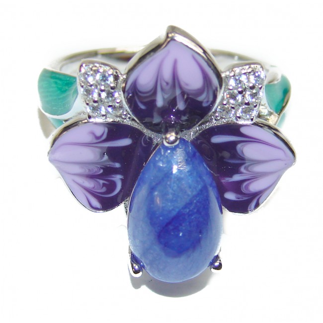 Enchanted Flower Authentic African Tanzanite .925 Sterling Silver handmade Ring s. 7