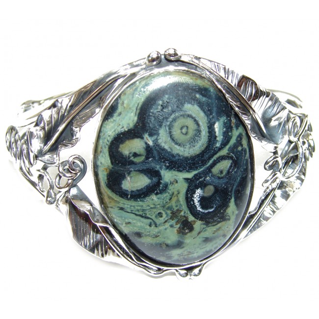 Beautiful Fine Art Natural Rhyolite .925 Sterling Silver bracelet Bangle