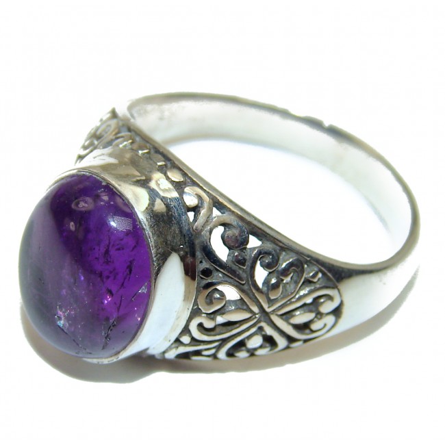 Amethyst .925 Sterling Silver handcrafted Statement Ring size 9