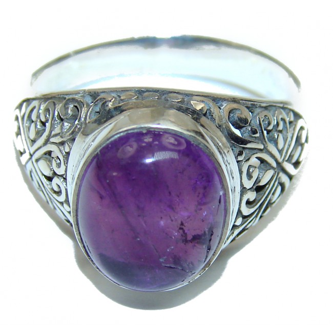 Amethyst .925 Sterling Silver handcrafted Statement Ring size 9
