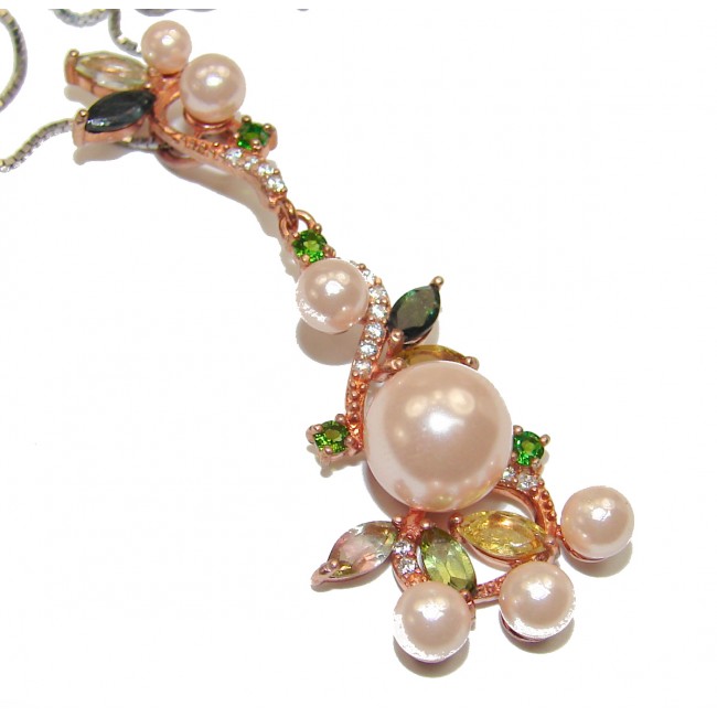 Pearl Tourmaline 14K Rose Gold over .925 Sterling Silver handmade Necklace