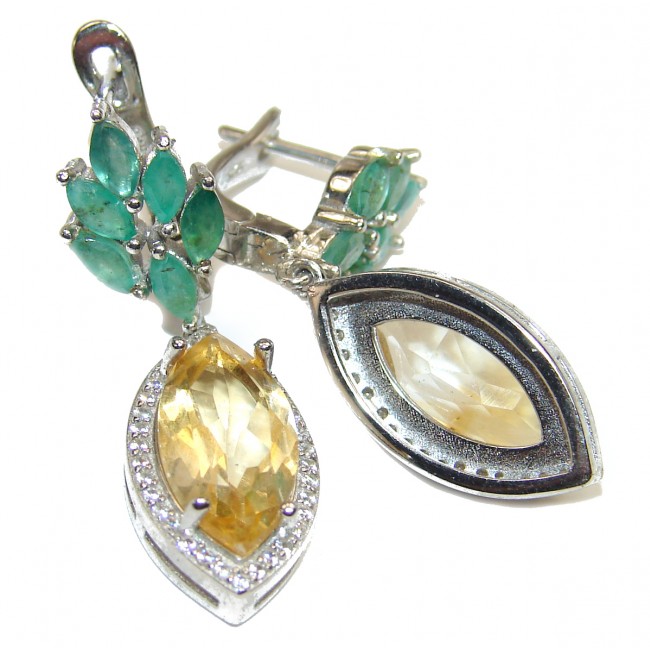 Spectacular quality Authentic Citrine Emerald .925 Sterling Silver handmade earrings