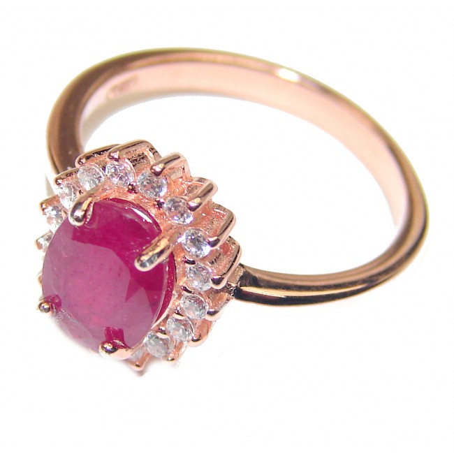 Royal quality Ruby 14K Gold over .925 Sterling Silver handcrafted Ring size 6