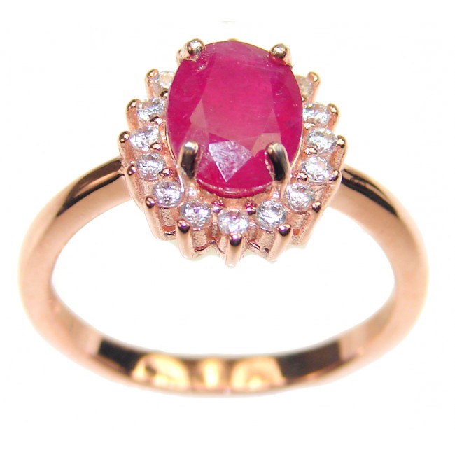Royal quality Ruby 14K Gold over .925 Sterling Silver handcrafted Ring size 6