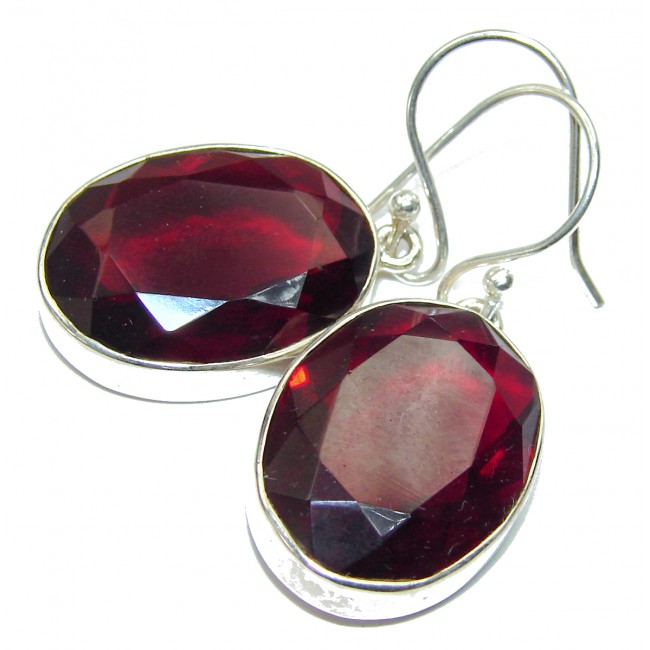 Genuine Red Quartz .925 Sterling Silver handmade earrings