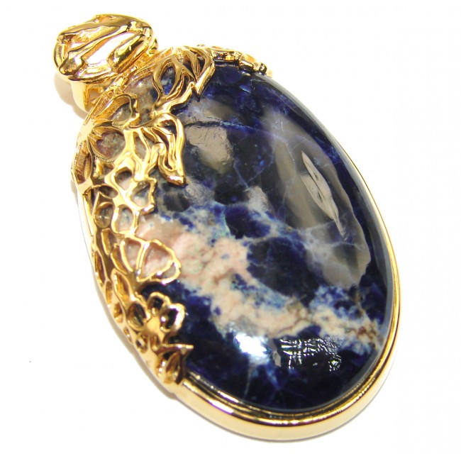 Best quality Sodalite 14K Gold over .925 Sterling Silver pendant