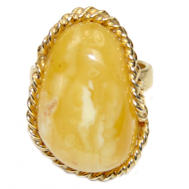 Best quality Butterscotch Baltic Amber 14K Gold over .925 Sterling Silver handmade Ring size 7 adjustable