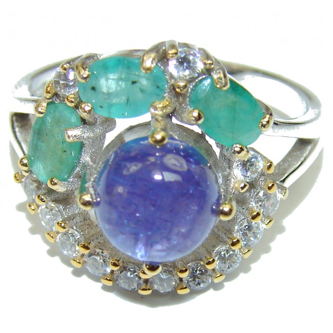 Enchanted Flower Authentic African Tanzanite .925 Sterling Silver handmade Ring s. 9