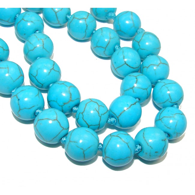 Chic Boho Style created Turquoise Beads .925 Sterling Silver statement necklace