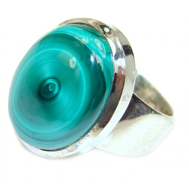 Natural Sublime quality Malachite .925 Sterling Silver handcrafted ring size 5 3/4