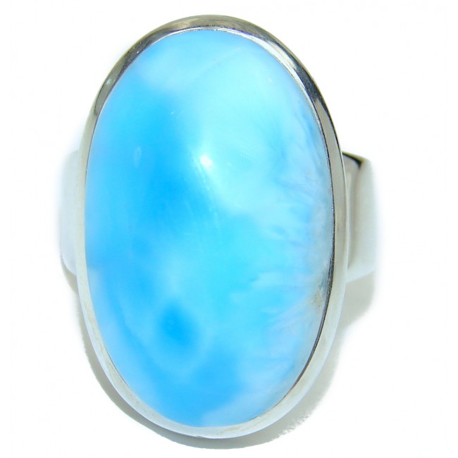 Real Caribbean Treasure Natural Larimar .925 Sterling Silver handcrafted Ring s. 8