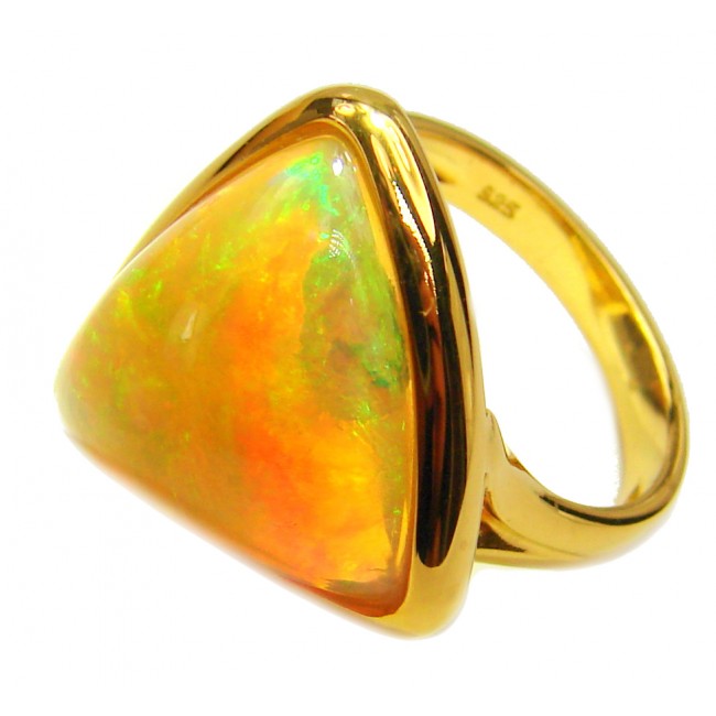 A MAGICAL INSPIRATION 39.5 carat Ethiopian Opal 18k yellow Gold over .925 Sterling Silver handcrafted ring size 7 1/2