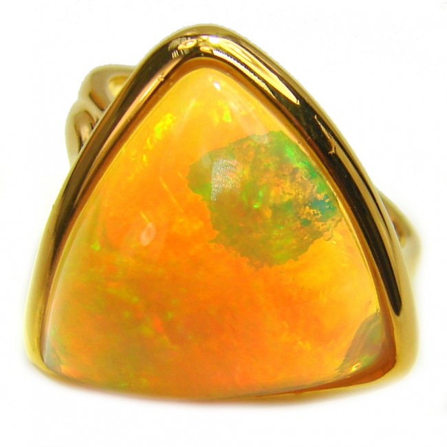 A MAGICAL INSPIRATION 39.5 carat Ethiopian Opal 18k yellow Gold over .925 Sterling Silver handcrafted ring size 7 1/2