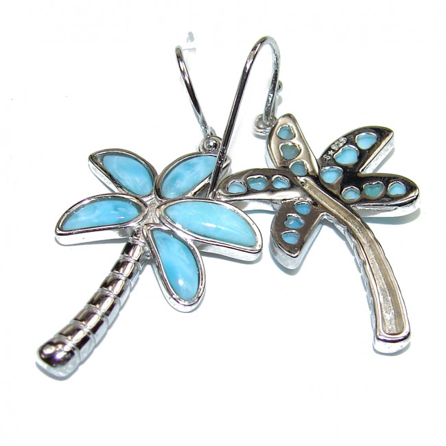 Palms Trees Best Quality Blue Larimar .925 Sterling Silver handmade earrings
